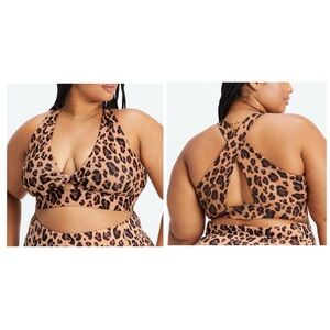 Fabletics Oasis Twist Medium Impact Sports Bra Leopard Print